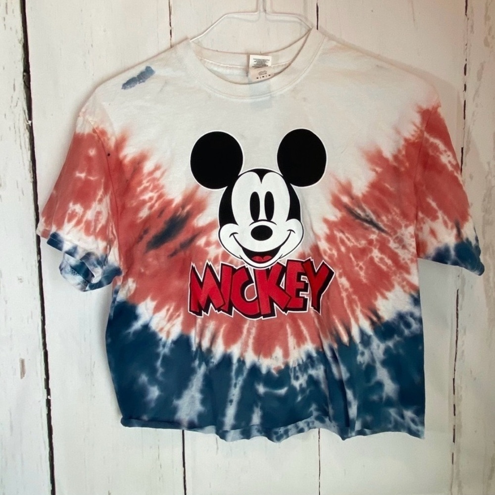 Gildan Mickey Mouse Red and Blue Tie-Dye Tee
